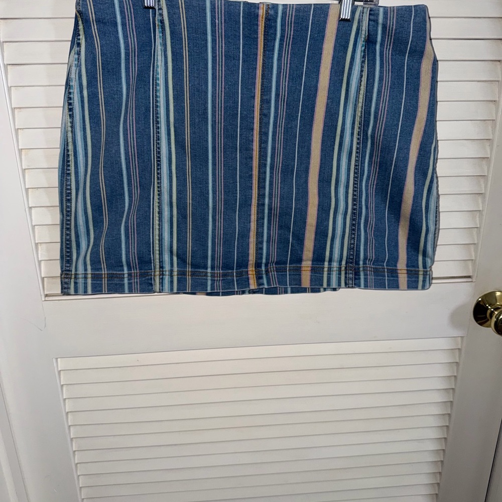 Wild Fable Blue and Tan Striped Mini Skirt